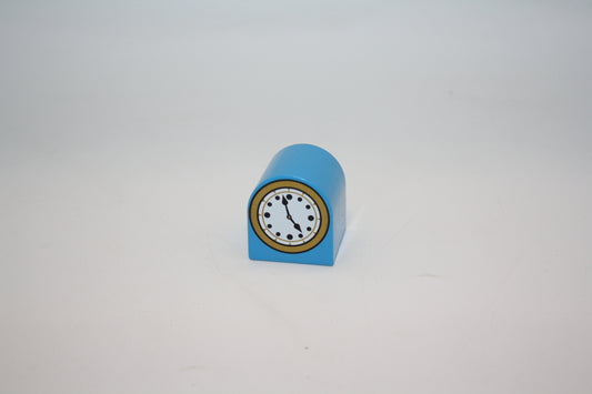 Duplo - Uhr mit zwei Zeigern und goldenem Rand - 4er - Abgerundet - blau - Motivstein