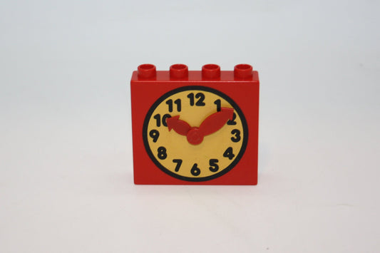 Duplo - 1x4 Stein mit Uhr & beweglichen Zeigern - rot - Motivstein