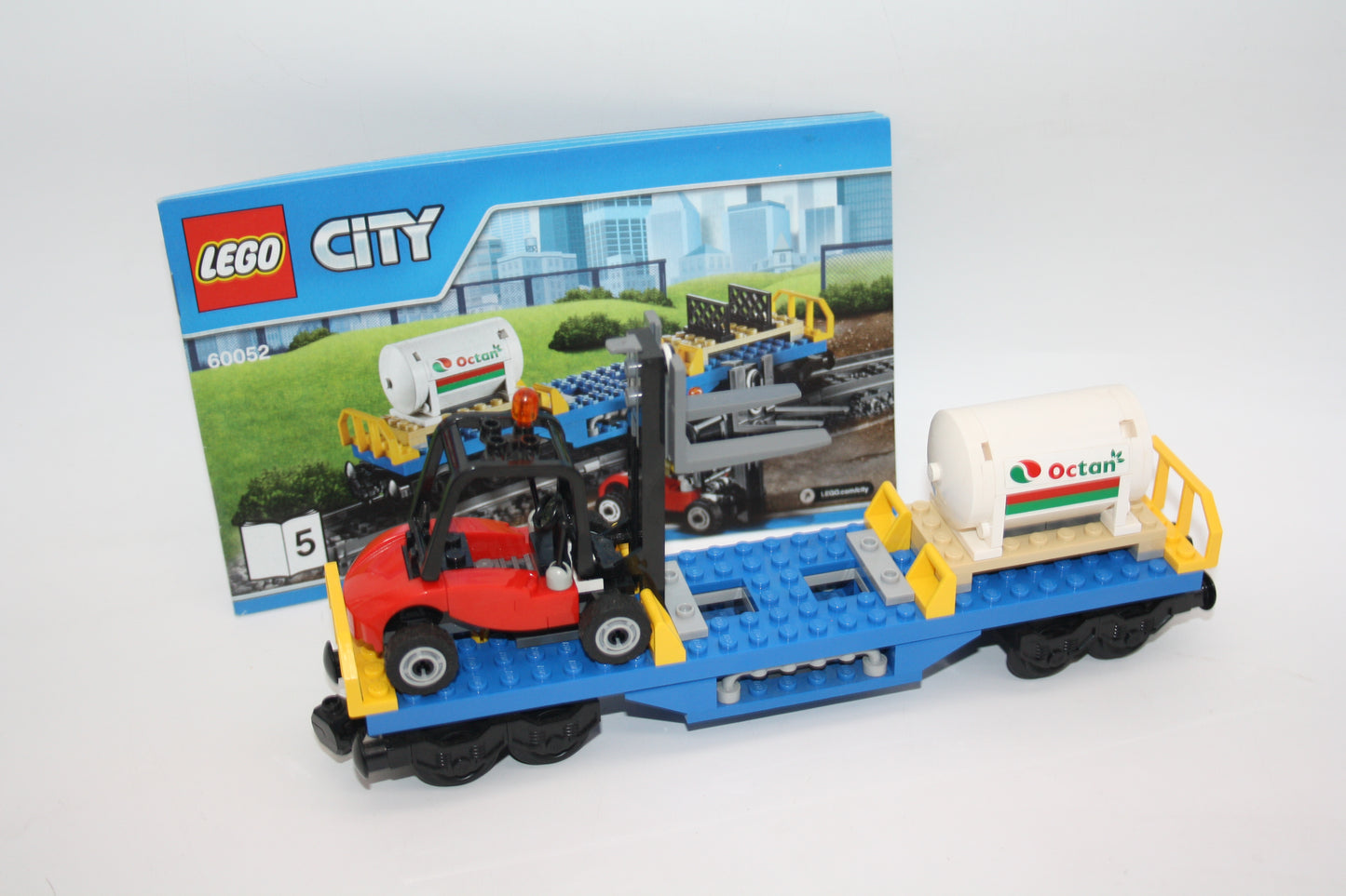 LEGO® City/Eisenbahn - Flachwagon mit Gabelstapler & Gastank aus 60025 - Waggon/Wagon - inkl. BA