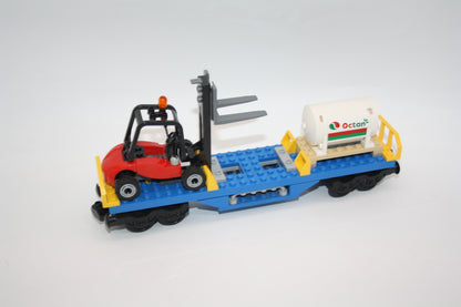 LEGO® City/Eisenbahn - Flachwagon mit Gabelstapler & Gastank aus 60025 - Waggon/Wagon - inkl. BA