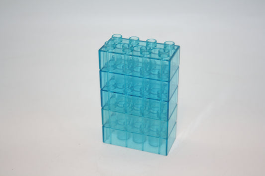 Duplo - 5x 8er Glasstein (2x4 Noppen) - blau Transparent - 8er Stein - Motivstein - Sparpaket