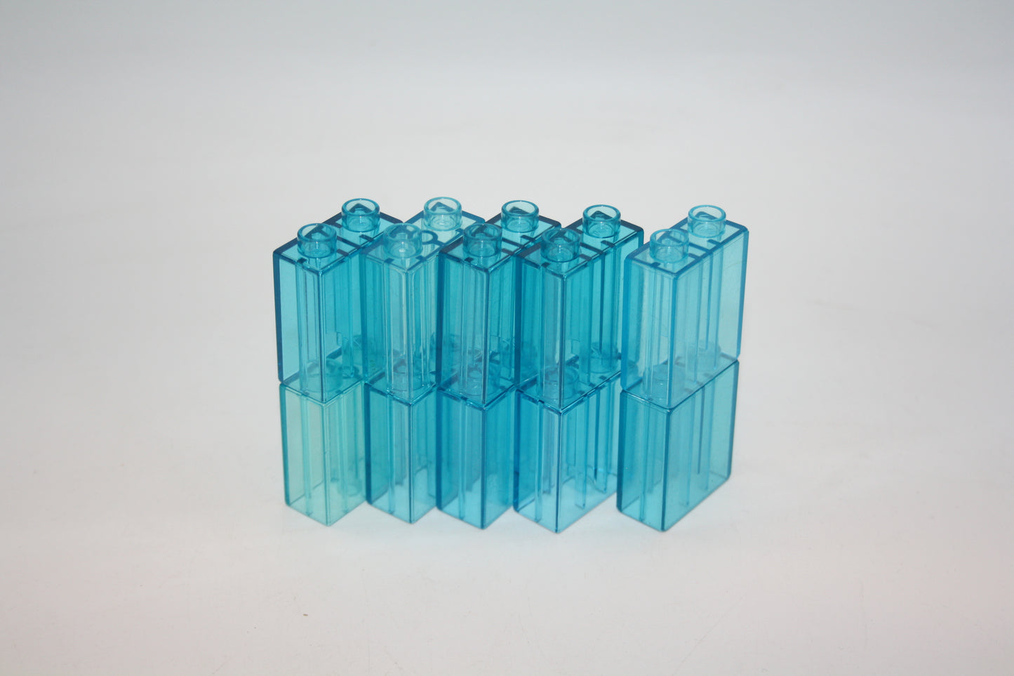 Duplo - 10x 2er Glasstein (1x2 Noppen) - blau Transparent - 2er Stein - Motivstein - Sparpaket