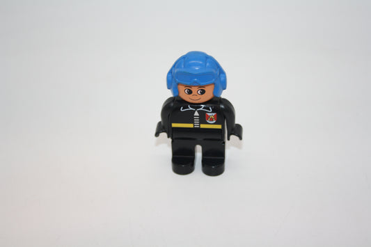 Duplo - Feuerwehrmann Pilot alt - blauer Helm - Feuerwehr - Figur