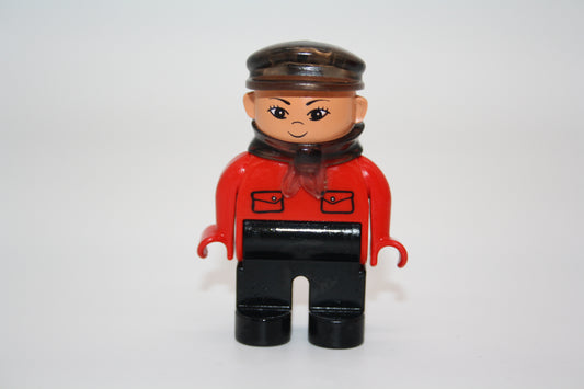 Duplo - Intelli Lokführerin alt - schwarze Hose/rotes Hemd - Frau - Figur