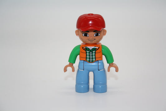 Duplo - Mann - grünes Oberteil/orangene Weste/rote Cappy - Mann - Figur