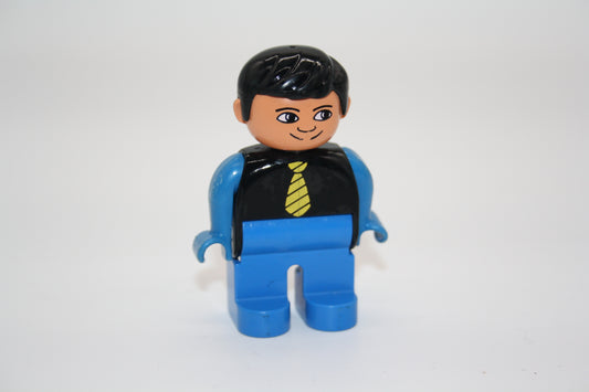 Duplo - Mann alt - blaue Hose/schwarzes Oberteil m. gelbe Krawatte - Figur