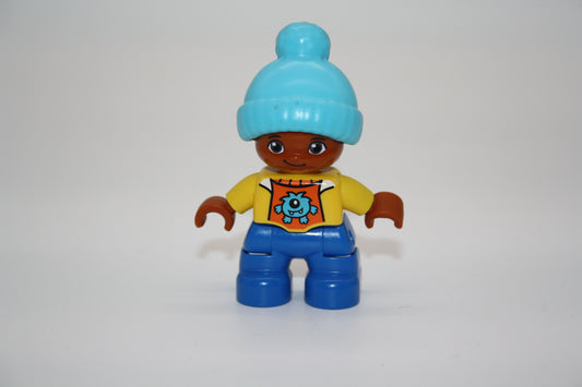 Duplo - Junge - Wollmütze - blaue Hose/gelbe Jacke m. Monster - Figur