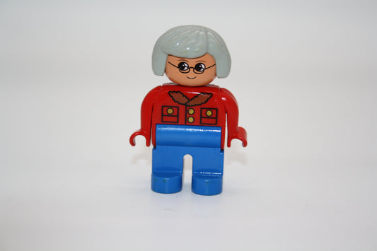 Duplo - Oma alt - blaue Hose/rotes Oberteil - Frau - Figur