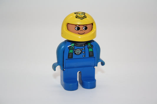 Duplo - Rennfahrer/Motorradfahrer alt - blauer Anzug/gelber Helm - Mann - Figur