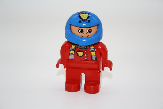 Duplo - Rennfahrer/Motorradfahrer alt - roter Anzug/blauer Helm - Mann - Figur