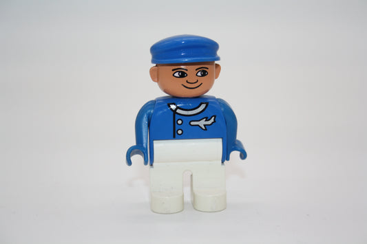 Duplo - Pilot - weiße Hose/blaues Oberteil m. Flugzeug  - Mann - Figur