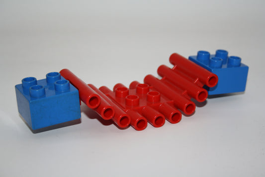 Kopie von Duplo - Bewegliche Hängebrücke m. Halterung - rot - Bauelement - Zusammengebaut