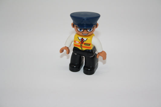 Duplo - Lokführer - schwarze Hose/gelbe Weste mit Brille - Mann - Figur